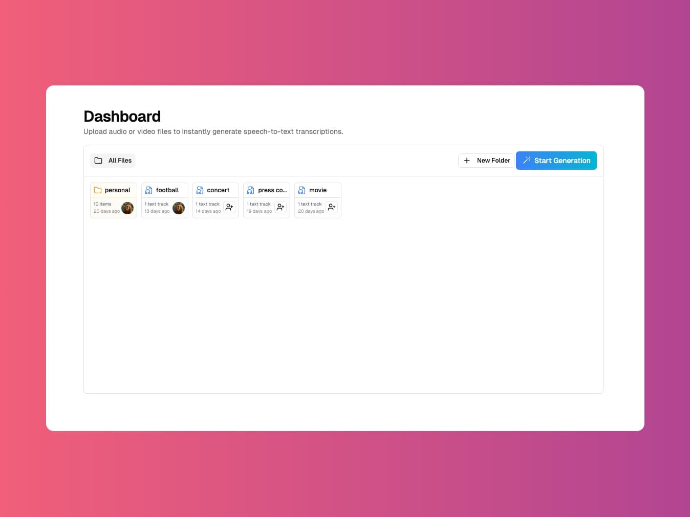 Dashboard interface