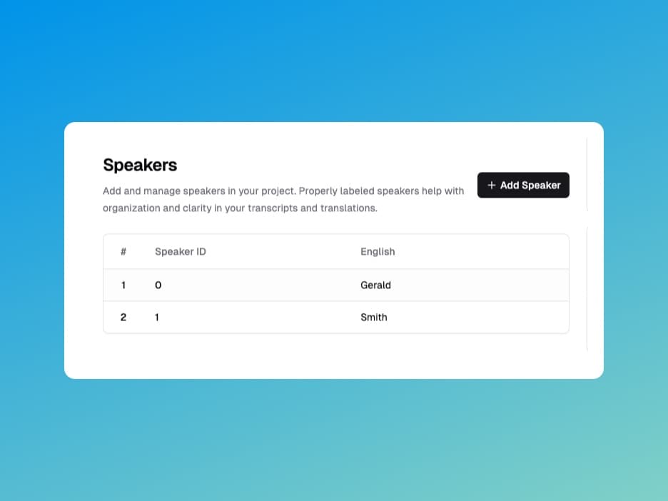 Speaker management interface